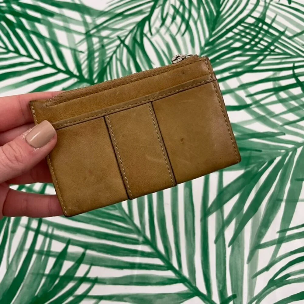 Vintage Coach Tan Brown Leather Card Holder Wallet Coin Purse
